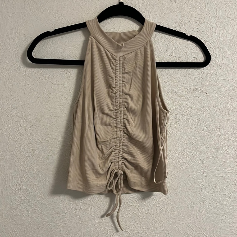 Ribbed high neck crop top